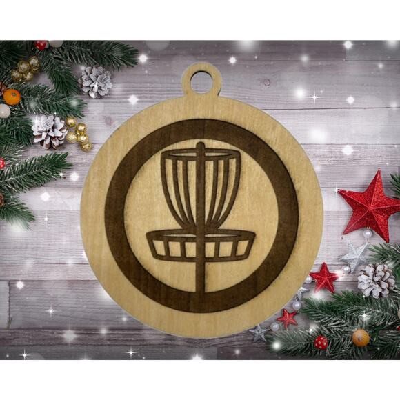 DISC GOLF Discgolf Basket Laser Engraved Christmas Ornament Discgolfer Gift - Picture 1 of 3